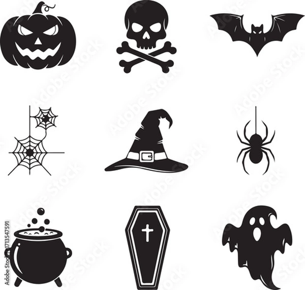 Obraz Spooky halloween night scene with haunted elements