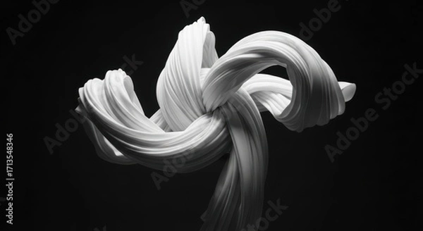 Fototapeta Abstract white clay sculpture against a black background, creating a striking contrast and artistic composition