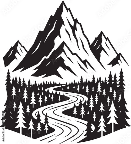 Obraz Abstract geometric landscape with vibrant colors and clean lines