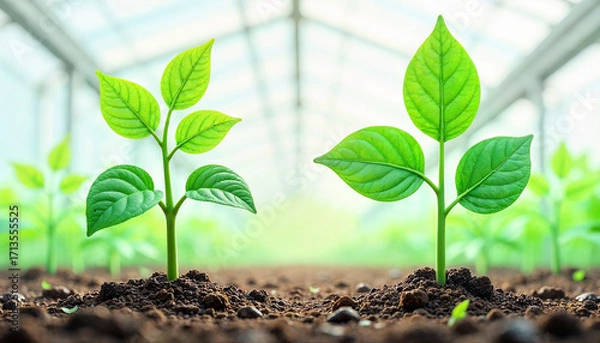 Fototapeta Artistic Botanical Illustration of Auxin and Cytokinin Interactions in Apical Dominance and Branching.