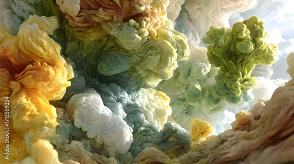 Obraz Artistic digital rendering swirling pastel clouds, creating a dreamlike whimsical atmosphere. Soft, flowing textures vibrant colors.