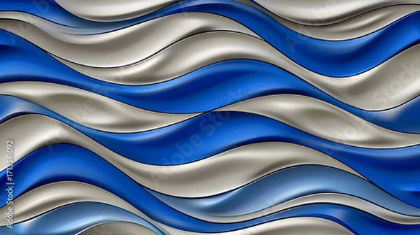Obraz Stylish abstract image featuring flowing blue silver waves, perfect backgrounds design projects.