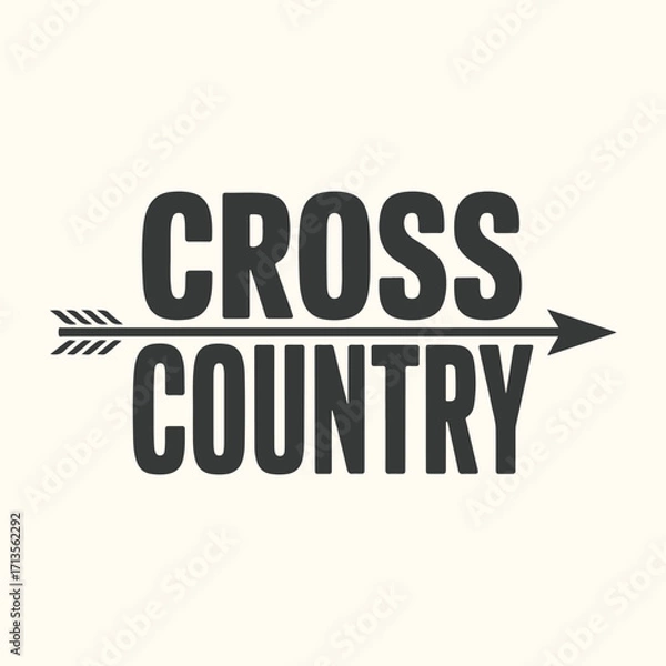 Fototapeta Vector art of cross country text with arrow graphic, representing the sport and competition, suitable for sports apparel and marketing
