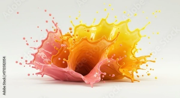 Obraz A vivid burst of liquid colorsyellow orange and pinkexploding and splashing outwards in a dynamic highresolution image