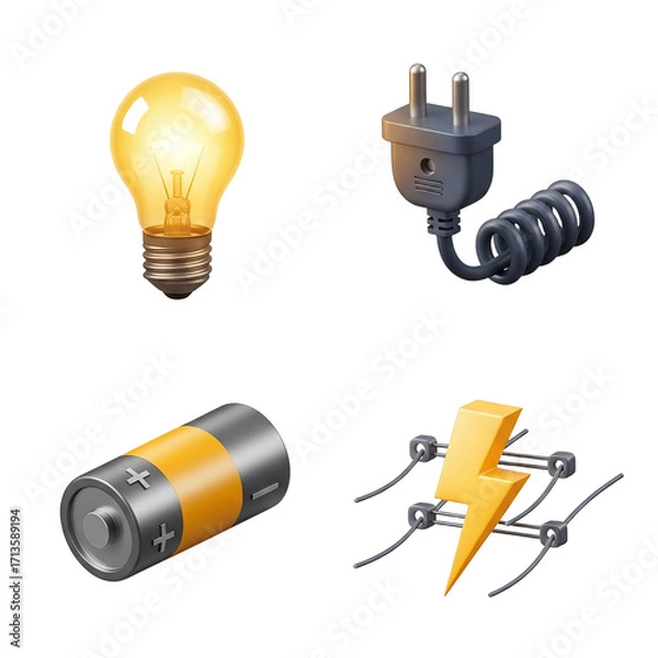 Fototapeta Collection of electrical components and symbols