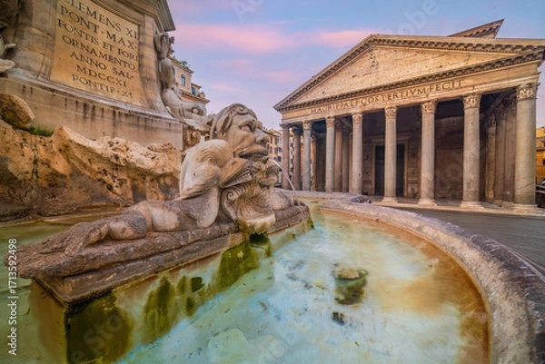 Fototapeta Twilight at the Pantheon, a 2nd century Italian temple in Rome