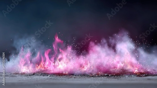 Obraz Burning Flames with Pink and White Fire Explosion Effect Background