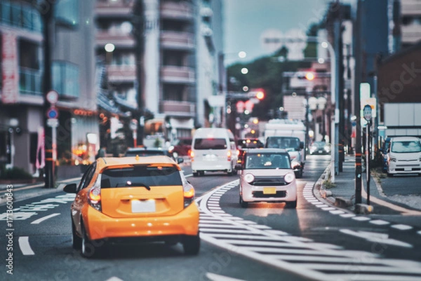 Obraz 夕暮れの道路風景