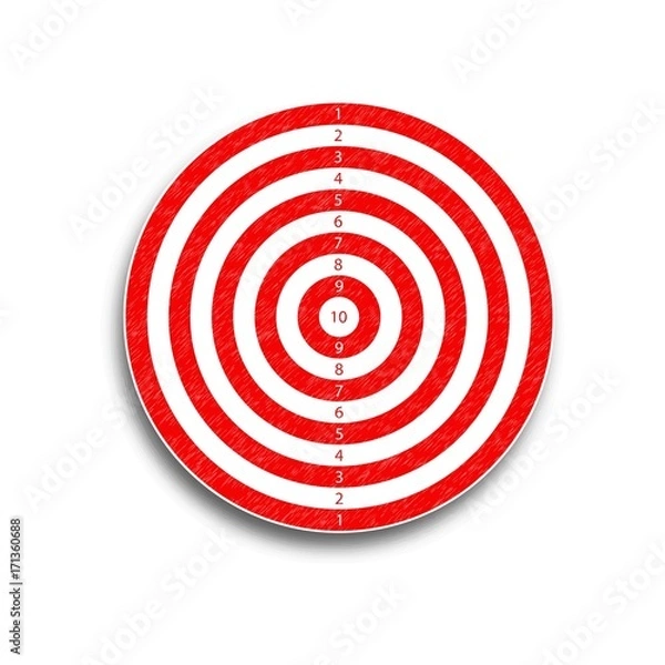 Fototapeta The target is 10 points, red, illustration