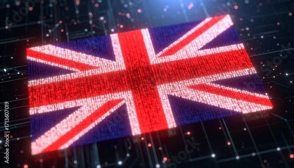 Obraz Digital British flag on circuit board