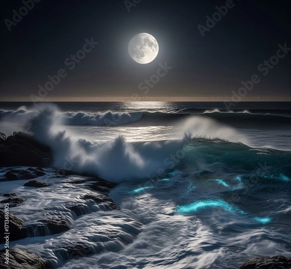 Obraz full moon over sea