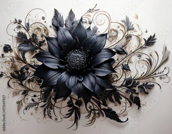 Fototapeta Creative concept of white daisy flowers arranged as a fluffy cloud with falling raindrops on a vibrant blue background, symbolizing spring freshness and nature’s beauty.