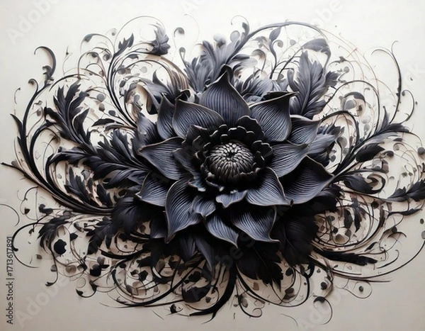 Fototapeta Creative concept of white daisy flowers arranged as a fluffy cloud with falling raindrops on a vibrant blue background, symbolizing spring freshness and nature’s beauty.