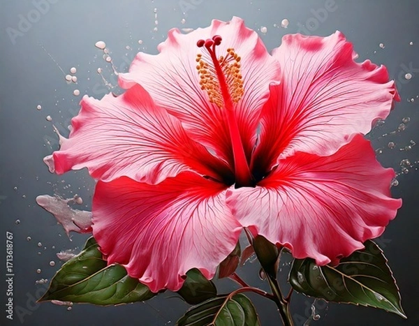 Fototapeta Creative concept of white daisy flowers arranged as a fluffy cloud with falling raindrops on a vibrant blue background, symbolizing spring freshness and nature’s beauty.