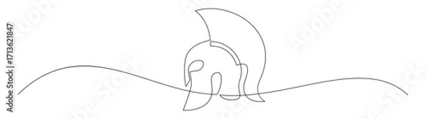 Fototapeta Spartan Helmet Continuous Line Art