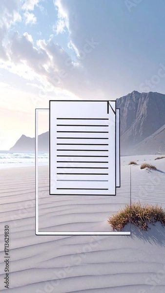 Fototapeta Digital documents on a beach scene