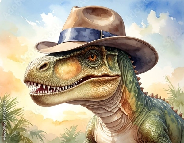 Obraz Dinosaur in a hat, artistic portrait