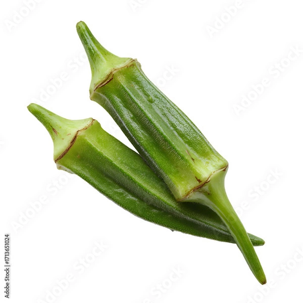 Obraz Two fresh green okra pods