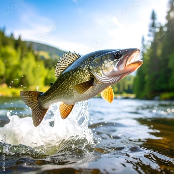 Obraz Fish leaping in river