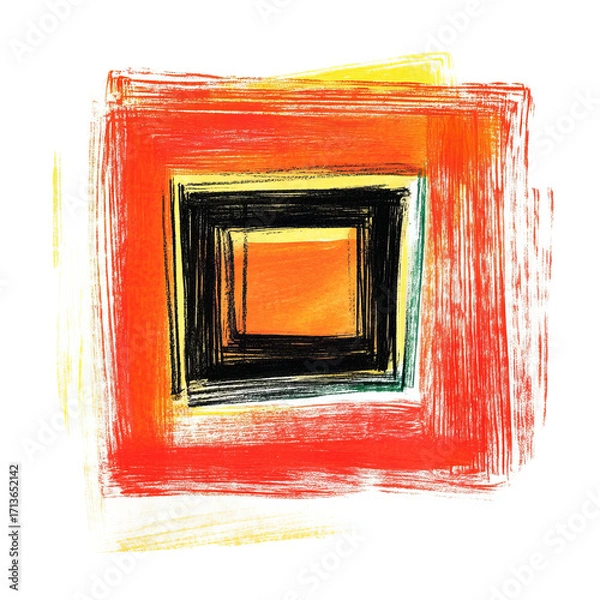 Obraz Abstract square with nested squares in orange, yellow, and black