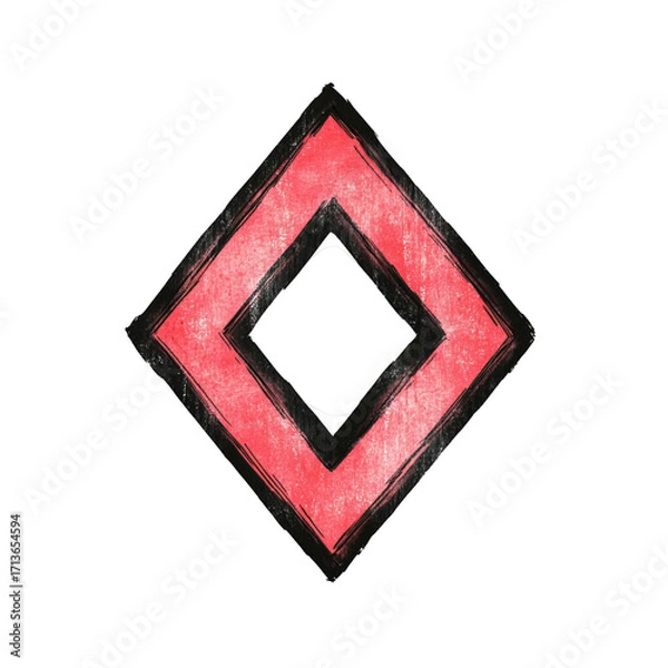 Obraz Red diamond shape, textured, abstract