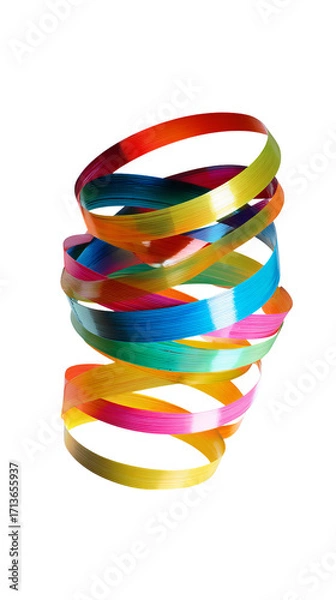 Obraz Colorful ribbons in swirling, stacked rings