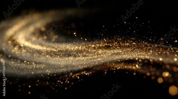 Fototapeta Abstract Golden Sparkles on Black Background, Elegant Design.