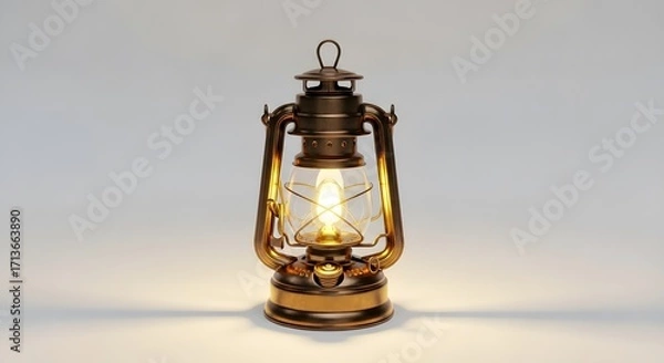 Fototapeta Illuminated Antique Kerosene Lantern Casting a Warm Glow.
