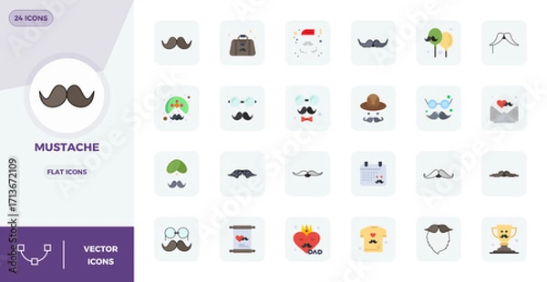 Obraz 24 PIXEL Perfect Flat Vector Icons designed for Mustache Interface