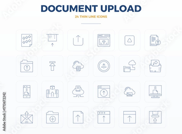 Obraz Document Upload Premium Vector Bundle with 24 128x128 PIXEL Perfect Thin Line Icons