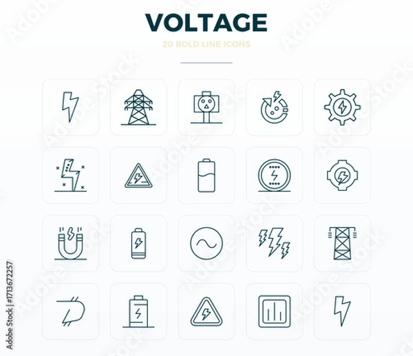 Obraz Voltage Vector Graphics featuring 20 Bold Outline PIXEL Perfect 128x128 Designs
