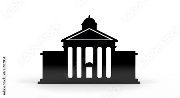 Fototapeta Black Silhouette of a Classical Building.
