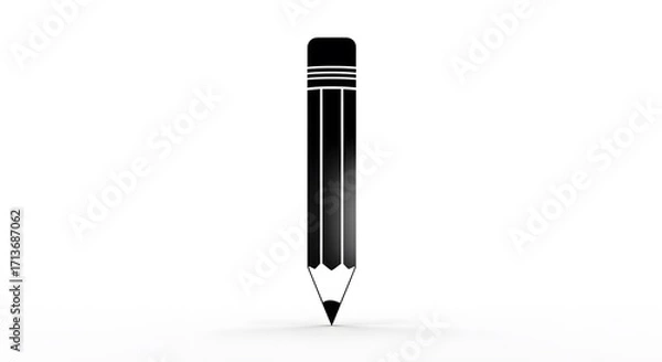 Fototapeta Simple Black Pencil Icon on White Background.