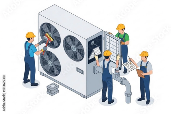 Fototapeta "Engineers Performing Preventive Maintenance on Large Air Conditioning System"
