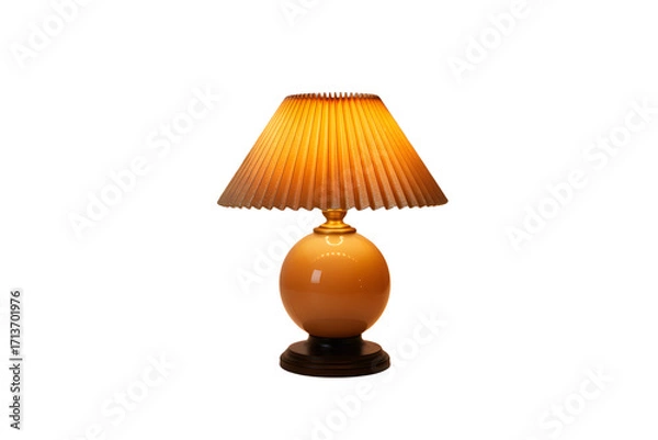 Fototapeta Vintage table lamp with orange shade isolated on transparent background