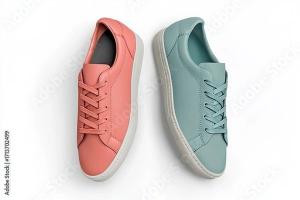 Obraz Shoe Mockup side-by-side men’s and women’s sneakers mockup, clean and professional composition, copy space, background color white, minimalism, stock vector