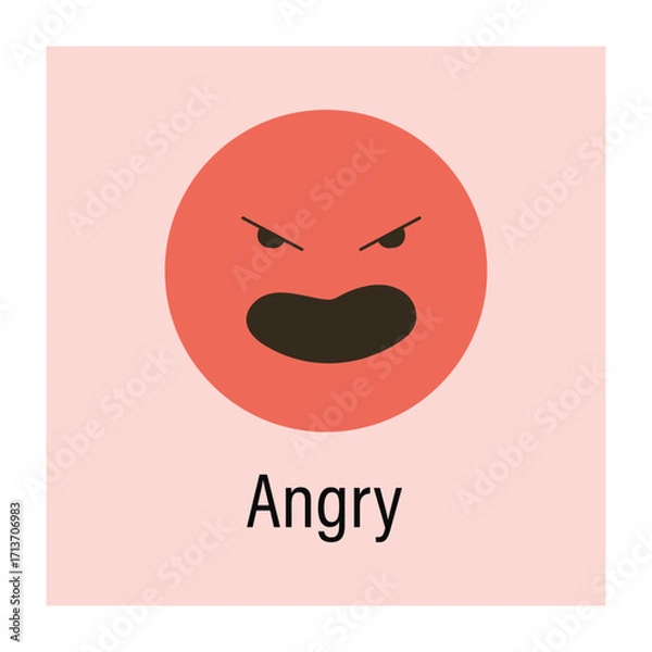 Fototapeta Angry emoji expression. Vector illustration 