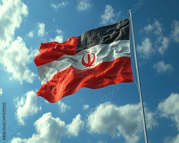 Fototapeta National flag waving in a sunny sky