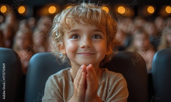 Fototapeta A child in a theatre, captivated by the performance