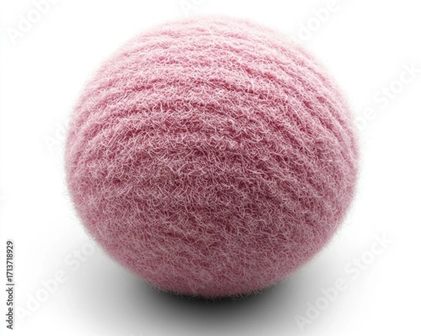 Fototapeta Pink, fuzzy ball on white background