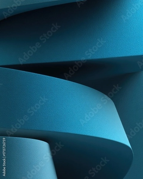Fototapeta Teal, textured, curved forms intertwining