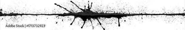 Fototapeta Abstract splattered black ink on white background