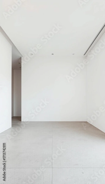 Fototapeta Minimalist empty space with plain white walls and concrete floor