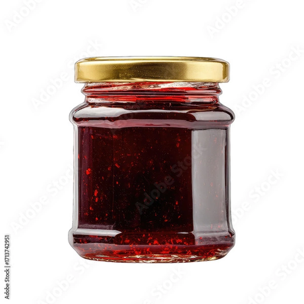 Obraz Small glass jar of red jam or preserves