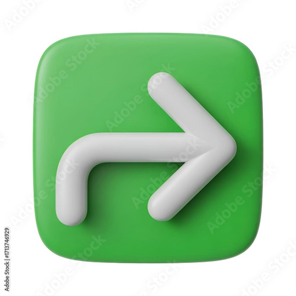 Fototapeta Green Square With White Right Arrow Icon forward direction