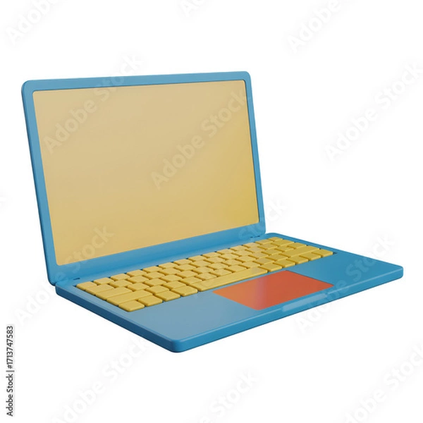 Fototapeta Stylized Blue and Yellow Laptop Computer technology