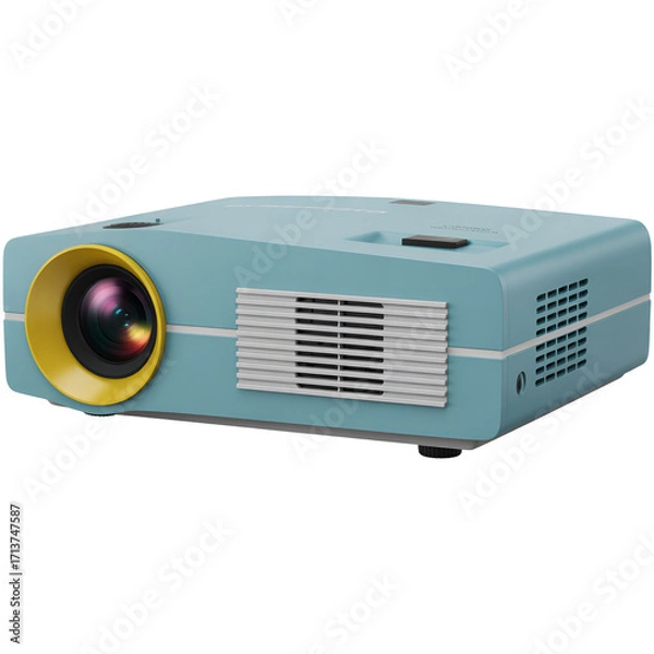 Fototapeta Teal and Yellow Projector With Lens video presentation