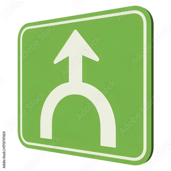 Fototapeta Traffic Sign Showing Lane Merge Symbol road sign merge ahead