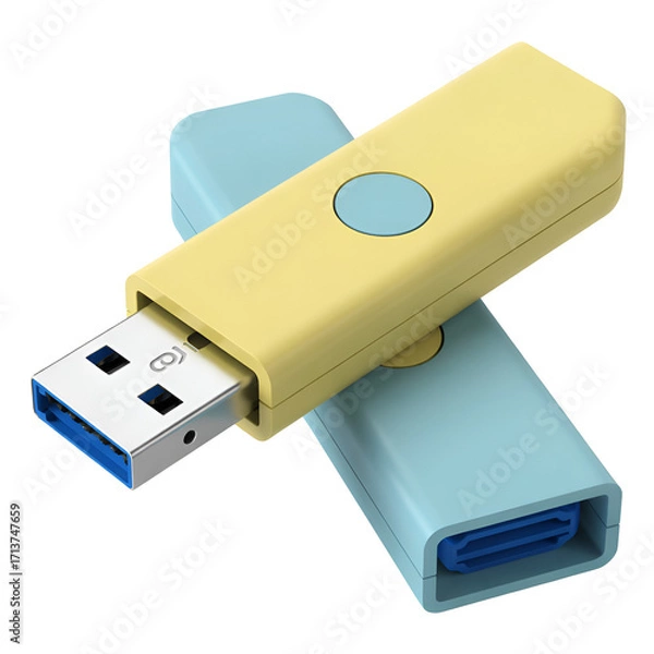 Fototapeta Two Colorful USB Flash Drives storage memory