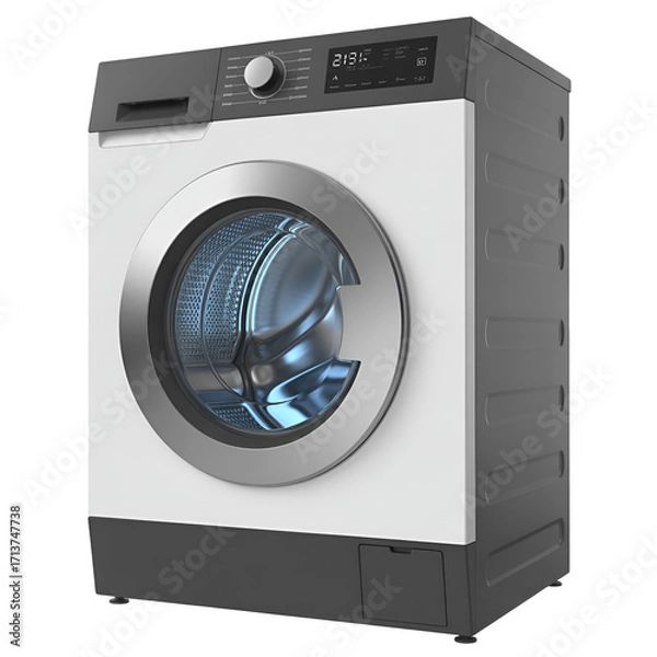Fototapeta Washing Machine with Chrome Door and Digital Display